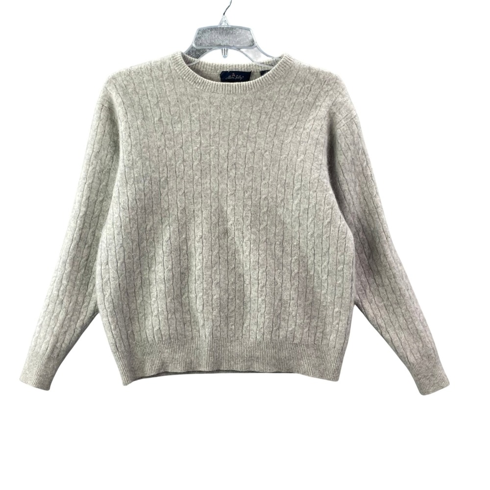 Allen Solly Sweater Womens Large‎ Beige Cashmere Cable Knit Crewneck Pullover